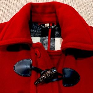 Burberry Unisex Red Wool Duffel Coat Size UK 48